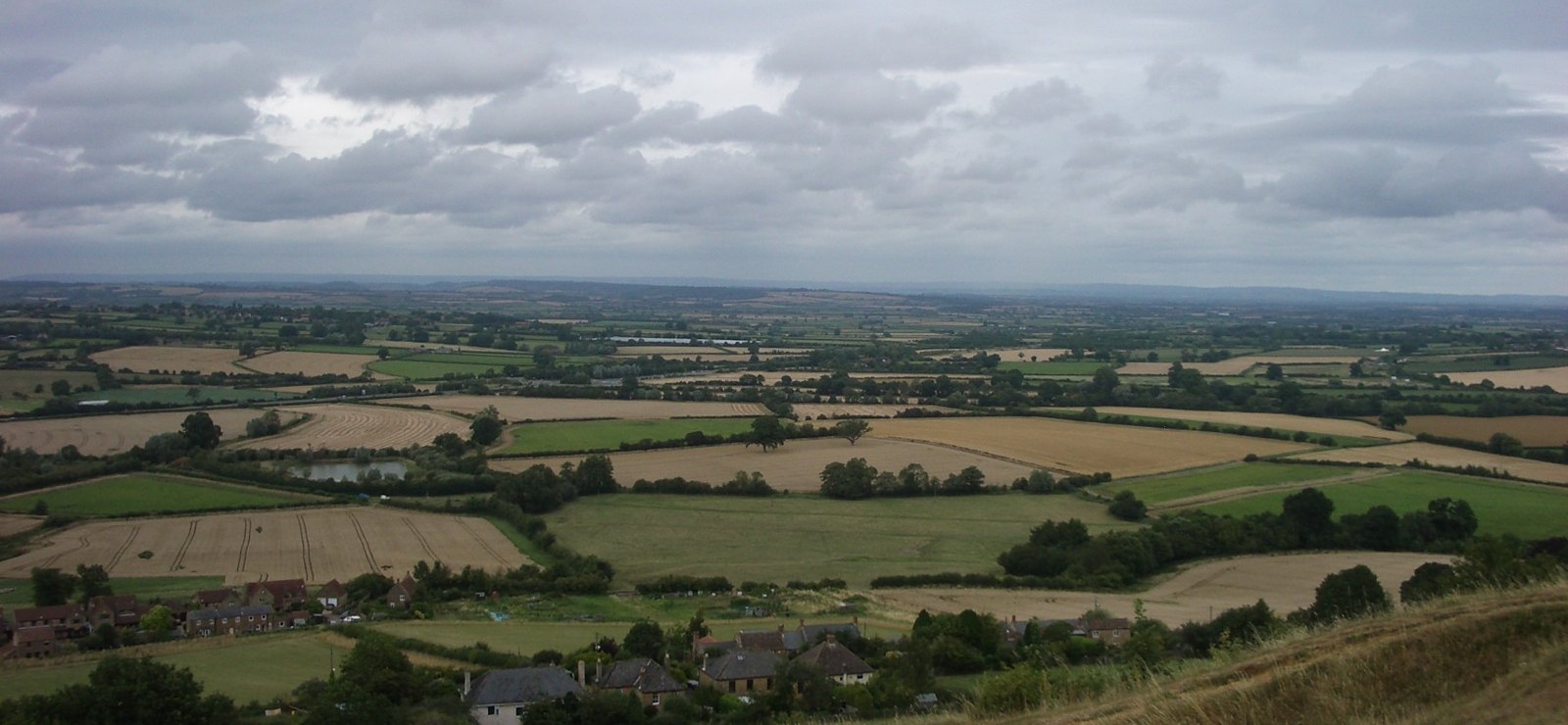 Fields and villages across south Somerset, seen from Ham Hill